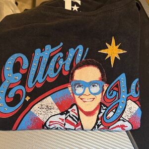 Elton John Vintage Concert Tee. Original Silver crystals AND RARE silver Studs